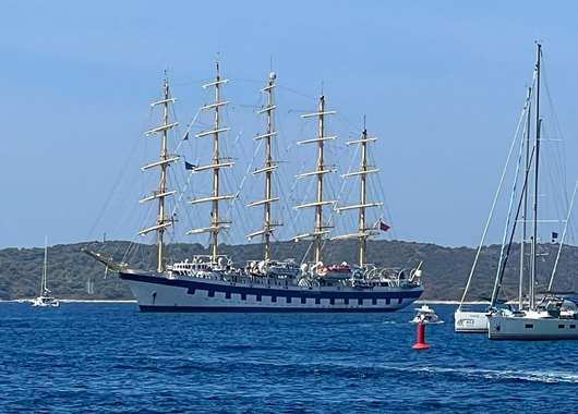 Star Clippers' Royal Clipper sailing into Hvar